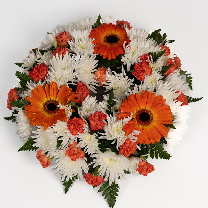 Orange / White Sympathy Wreath